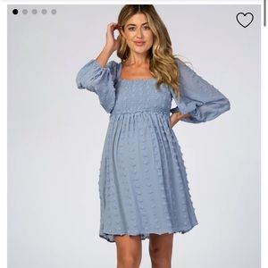 New with tags Pink Blush maternity blue smocked mini dress